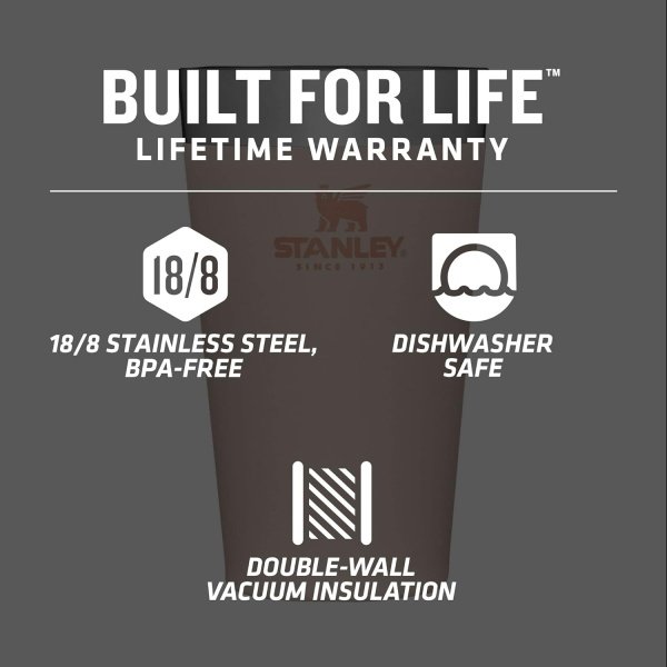 STANLEY Adventure Inulsated - Vaso de cerveza apilable de acero inoxidable de 16 onzas, vaso de metal resistente de doble pared - Imagen 3