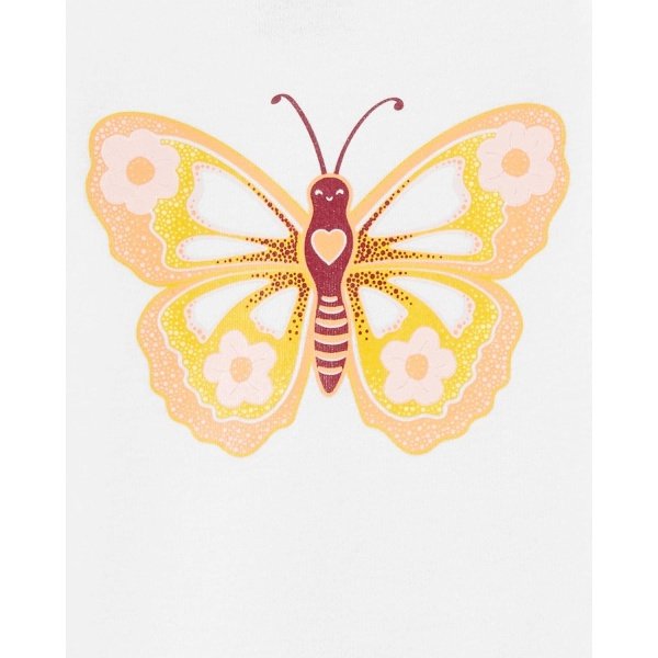 Carter's Conjunto de pijama de algodón de 4 piezas para niñas pequeñas (amarillo/mariposa, 4T), Amarillo - Image 3