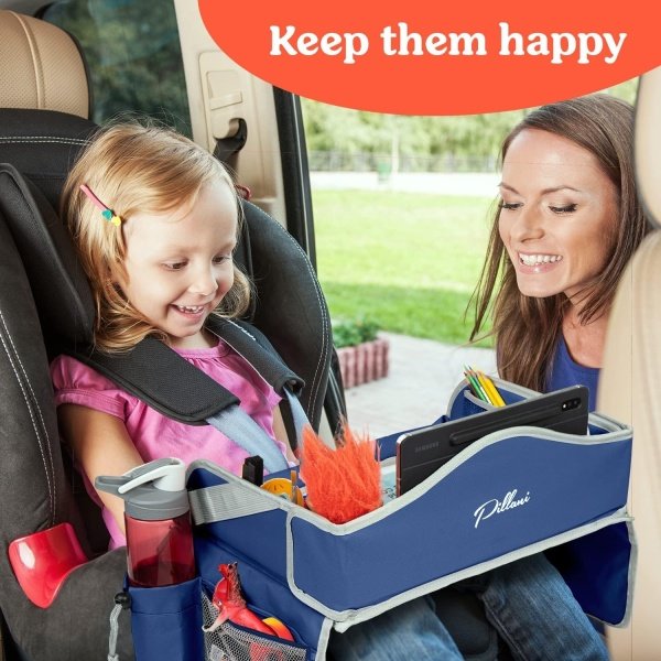 PILLANI Bandeja de viaje para niños, bandeja de asiento de automóvil para niños, bandejas de automóvil para niños esenciales para viajes de carretera, bandeja de mesa para asiento de automóvil para - Image 2