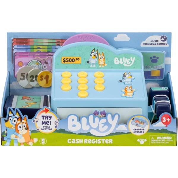 BLUEY Caja registradora. Pulsa los botones para escuchar pitidos, sonidos y frases de y bingo | Usa el escáner para escanear paquetes y fingir ejecutar una tienda | Incluye tarjeta de crédito de - Imagen 2