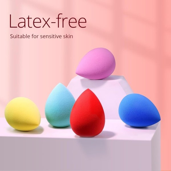 BEAKEY Juego de 5 esponjas de maquillaje, sin látex, mezclador Wonder de alta densidad, perfecto para líquidos, crema y polvo, esponjas de belleza Boun Boun Boun suaves y flexibles, juego de regalo de - Image 2