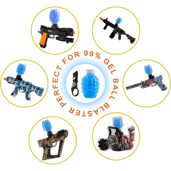 Orby Gun - Accesorios para pistola de bolas de gel, repuesto de pistola de bolas de salpicaduras [5 unidades-50000 unidades] incluye 2 tolvas para botellas, 2 cordones tácticos, 2 adaptadores x 2 - Imagen 2