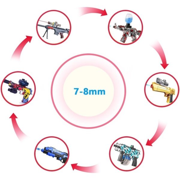 Gel Ball Blaster - Recambio de munición (0.276-0.315 in, 4 unidades, 10,000 piezas por paquete), balas de gel de 0.295 in, compatible con pistola de recarga de gel, morado, para mayores de 14 años - Imagen 2