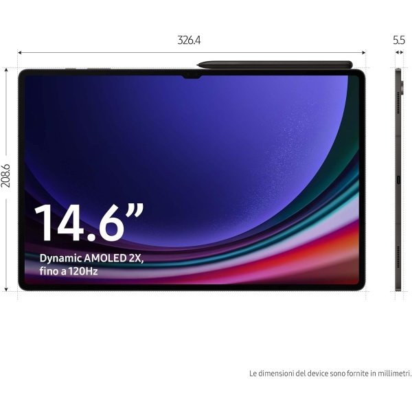 SAMSUNG Nombre del artículo Galaxy Tab S9 Ultra WiFi ONLY Tableta desbloqueada de fábrica SM-X910NZA 14.6 pulgadas, tableta Android incluyendo S Pen versión 2023 (12GB+256GB, gris) - Image 2