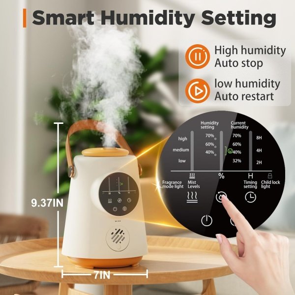 Humidificadores para dormitorio, humidificadores ultrasónicos de niebla fría de 2.5L para bebé, hogar, oficina, guardería y plantas, humidificador de aire de llenado superior, modo de sueño - Image 2