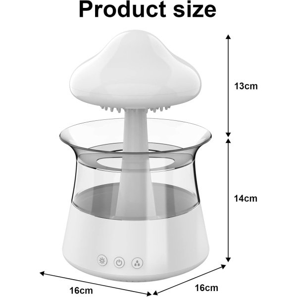 Humidificador de lluvia de nube para dormitorio y habitación grande, humidificador de goteo de agua con lámpara de cascada remota, humidificador de hongos, sonidos de lluvia, humidificador de ruido - Imagen 2