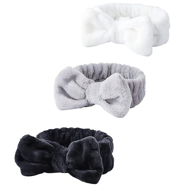 WSYUB Diadema de spa, diadema de maquillaje, diademas de maquillaje esponjosas, suministros de fiesta de pijamas, diademas faciales para lavar la cara, banda para el pelo con lazo