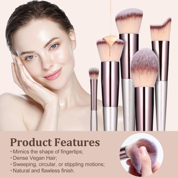 BS-MALL Juego de brochas de maquillaje, 18 piezas, base sintética de alta calidad, correctores de polvo, sombras de ojos, brochas de maquillaje con estuche negro - Image 3