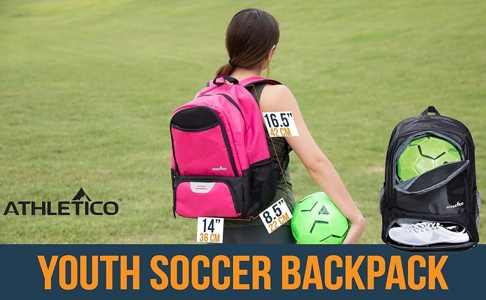 Youth Kid Soccer Backpack Pink Black Blue Separate Shoe Cleat Pocket