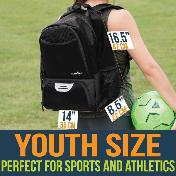 Athletico Youth Soccer Bag - Soccer Backpack & Bags for Basketball, Volleyball & Football | Includes Separate Cleat and Ball Compartment - Imagen 3