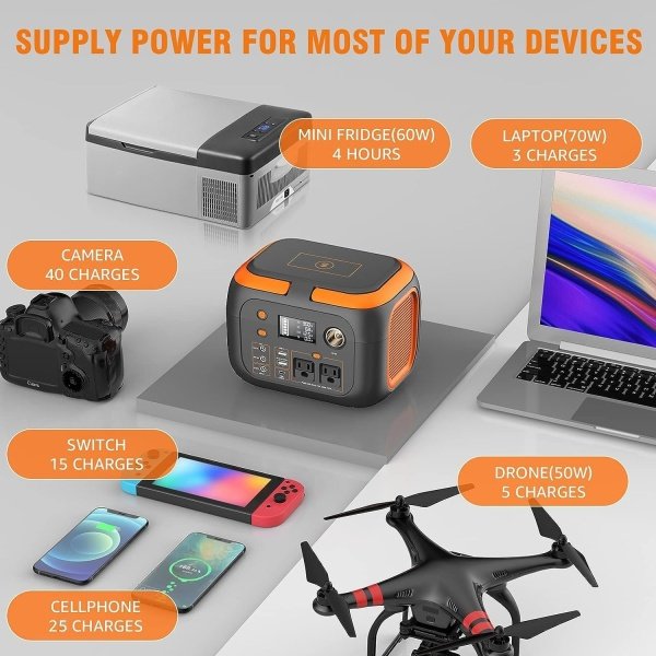 SinKeu 300W Portable Power Station, 260Wh/70000mAh Outdoor Solar Generator, Mobile Lithium Battery Pack, 110V Outlet Solar Power Banks, Camping Power Supply for Laptop - Image 2