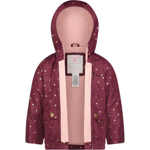 Carter's Girls Midweight Jacket, Warm, Hooded, Water-resistant Winter Coat - Image 2