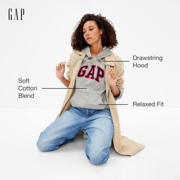 GAP womens Logo Hoodie Sweatshirt, Ruby Wine, Medium US - Image 2