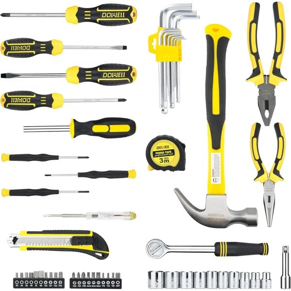 DOWELL 61-Piece Tool Set Kit Mechanic Tool Set Socket Wrench Set Auto Repair Household Repair Hand Tool Kit with Plastic Tool Box Storage Case - Imagen 2