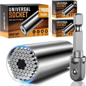 Stocking Stuffers for Mens Gift Christmas Super Universal Socket Tools Gifts for Men: Socket Set with Power Drill Adapter(7-19 MM) Cool Stuff Gadgets for Women Birthday Gift for Dad Husband Adults