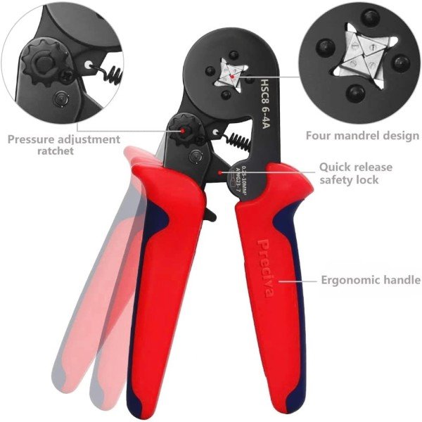 Ferrule Crimping Tool Kit, Preciva AWG23-7 Self-adjustable Ratchet Wire Crimping Tool Kit Crimper Plier Set with 1200PCS Wire Terminals Crimping Connectors Wire End Ferrules - Image 3