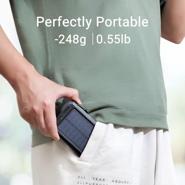 Portable Charger, Solar Charger, 38800mAh Solar Power Bank with 2.4A USB-A Output Ports Compatible with iPhone, Samsung Galaxy, and More, Dual Emergency LED Flashlight Perfect for Hiking, Camping - Image 2