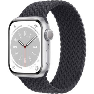 Apple Watch Series 8 (GPS, 45MM) - Silver Aluminum Case with Midnight Braided Solo Loop