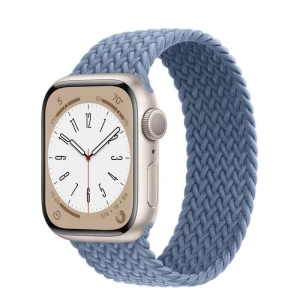 Apple Watch Series 8 (GPS, 45MM) - Silver Aluminum Case with Slate Blue Braided Solo Loop