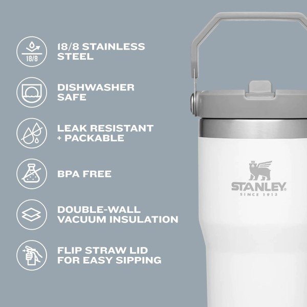 STANLEY IceFlow Stainless Steel Tumbler with Straw, Vacuum Insulated Water Bottle for Home, Office or Car, Reusable Cup with Straw Leak Resistant Flip - Image 3