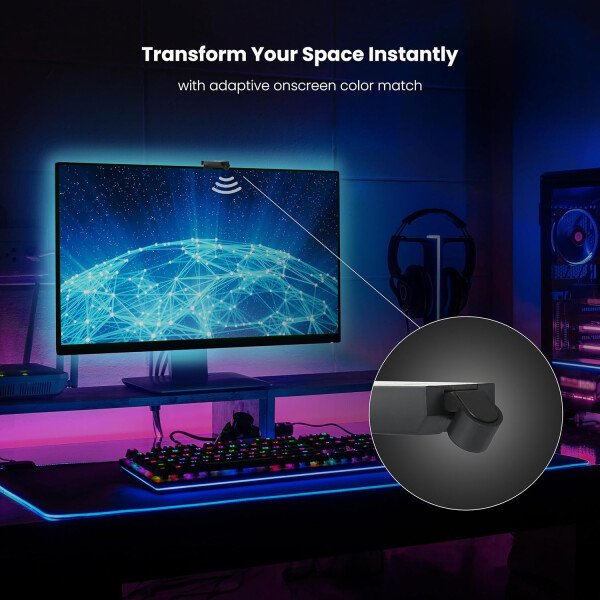Feit Electric Retroiluminación de TV inteligente con cámara de sincronización de color, cinta LED de 11.5 pies para televisores de 55 a 85 pulgadas, retroiluminación Wi-Fi que cambia de color RGB, 12 - Image 5