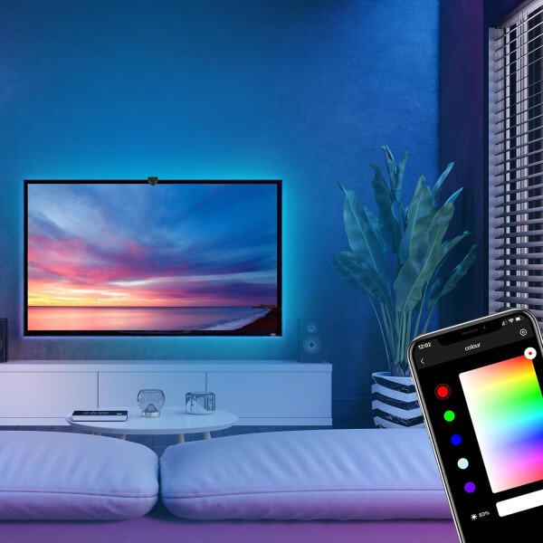 Feit Electric Retroiluminación de TV inteligente con cámara de sincronización de color, cinta LED de 11.5 pies para televisores de 55 a 85 pulgadas, retroiluminación Wi-Fi que cambia de color RGB, 12 - Image 13
