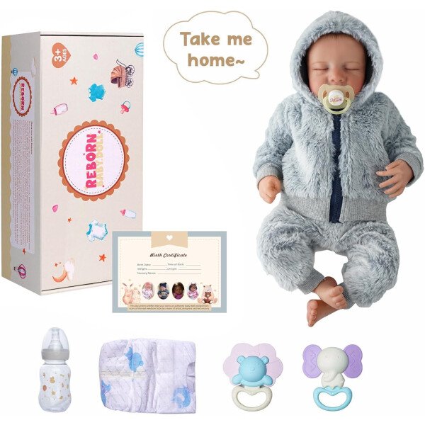 BABESIDE Muñecas realistas de bebé Reborn para niños, 17 pulgadas, con sensación de bebé real, muñecas de bebé recién nacidas, muñecas de cuerpo completo de vinilo con juguetes y caja de regalo para - Image 7