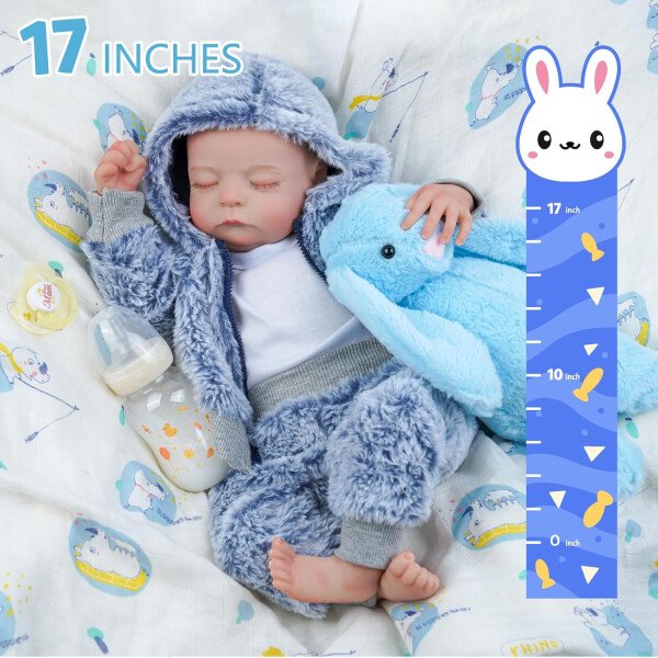 BABESIDE Muñecas realistas de bebé Reborn para niños, 17 pulgadas, con sensación de bebé real, muñecas de bebé recién nacidas, muñecas de cuerpo completo de vinilo con juguetes y caja de regalo para - Image 14
