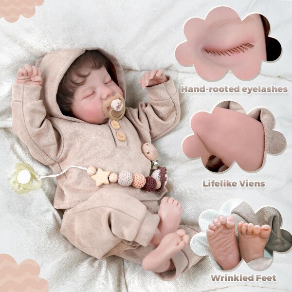 BABESIDE Muñecas realistas de bebé Reborn para niños, 17 pulgadas, con sensación de bebé real, muñecas de bebé recién nacidas, muñecas de cuerpo completo de vinilo con juguetes y caja de regalo para - Image 19