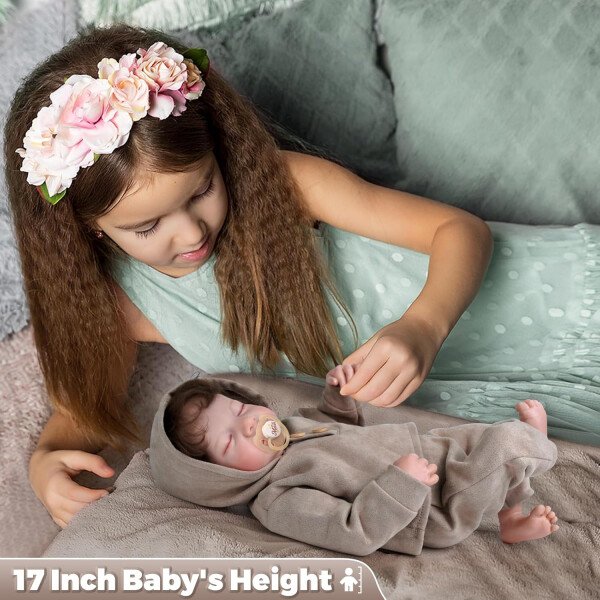 BABESIDE Muñecas realistas de bebé Reborn para niños, 17 pulgadas, con sensación de bebé real, muñecas de bebé recién nacidas, muñecas de cuerpo completo de vinilo con juguetes y caja de regalo para - Image 22
