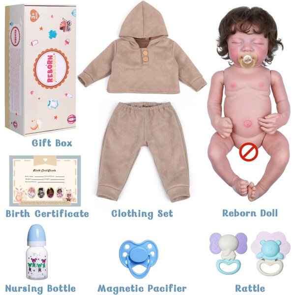 BABESIDE Muñecas realistas de bebé Reborn para niños, 17 pulgadas, con sensación de bebé real, muñecas de bebé recién nacidas, muñecas de cuerpo completo de vinilo con juguetes y caja de regalo para - Image 24