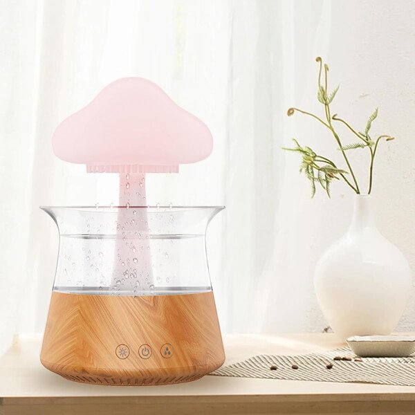 Humidificador de gota de agua de lluvia, humidificador de lámpara de nube de hongos, difusores de aceite esencial, difusores de aromaterapia de ruido blanco de 10.1 fl oz con luces de nube de 7 - Imagen 7
