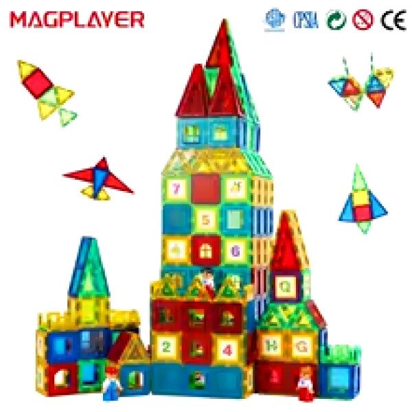 Magplayer-Juego de bloques de construcción magnéticos para niños, azulejos magnéticos, juego educativo Montessori, juguetes para chico, niño y niña, regalo