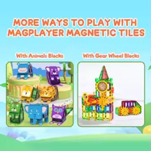 Magplayer-Juego de bloques de construcción magnéticos para niños, azulejos magnéticos, juego educativo Montessori, juguetes para chico, niño y niña, regalo - Imagen 3