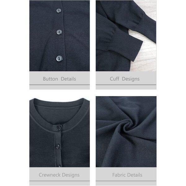 Women's Crew Neck Button Down Long Sleeve Cardigan Sweater - Image 3