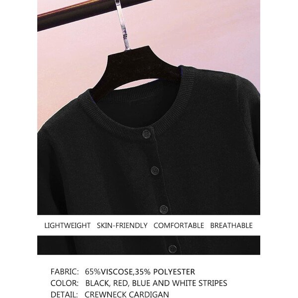 Women's Crew Neck Button Down Long Sleeve Cardigan Sweater - Image 4