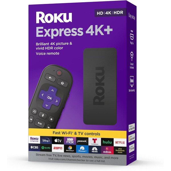 Roku Express 4K+ | Dispositivo de transmisión Roku 4K/HDR con control remoto por voz, TV gratis y en vivo - Imagen 7
