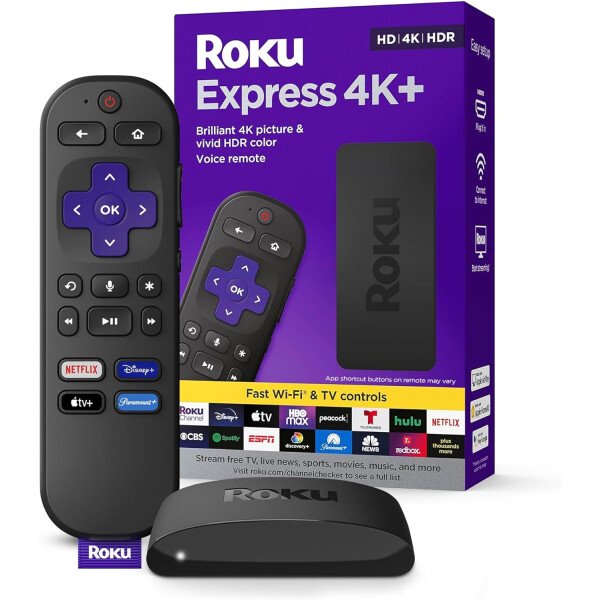 Roku Express 4K+ | Dispositivo de transmisión Roku 4K/HDR con control remoto por voz, TV gratis y en vivo - Imagen 8