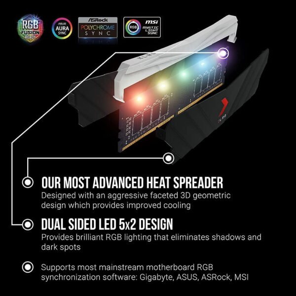 PNY XLR8 Gaming 32GB (2x16GB) DDR4 DRAM 3200MHz (PC4-25600) CL16 1.35V RGB Dual Channel Desktop Memory (DIMM) - MD32GK2D4320016XRGB - Imagen 3