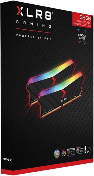 PNY XLR8 Gaming 32GB (2x16GB) DDR4 DRAM 3200MHz (PC4-25600) CL16 1.35V RGB Dual Channel Desktop Memory (DIMM) - MD32GK2D4320016XRGB - Imagen 21