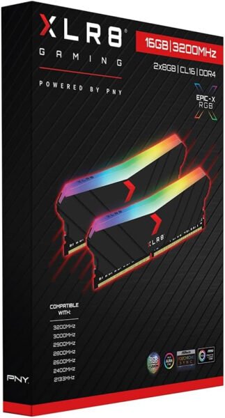 PNY XLR8 Gaming 32GB (2x16GB) DDR4 DRAM 3200MHz (PC4-25600) CL16 1.35V RGB Dual Channel Desktop Memory (DIMM) - MD32GK2D4320016XRGB - Imagen 32