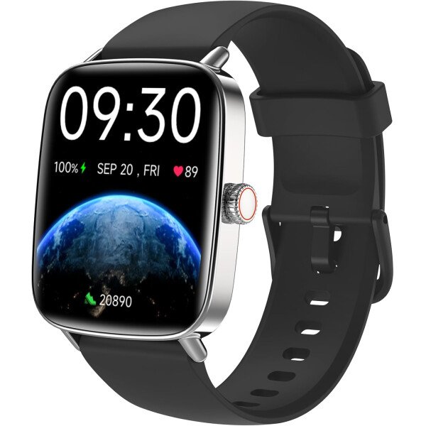 Fitpolo Reloj inteligente para hombres y mujeres, monitor de fitness con pantalla táctil de 1.85 pulgadas, hacer/responder llamadas, monitor SpO2 de frecuencia cardíaca, impermeable IP68, reloj
