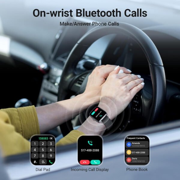 Fitpolo Reloj inteligente para hombres y mujeres, monitor de fitness con pantalla táctil de 1.85 pulgadas, hacer/responder llamadas, monitor SpO2 de frecuencia cardíaca, impermeable IP68, reloj - Imagen 5