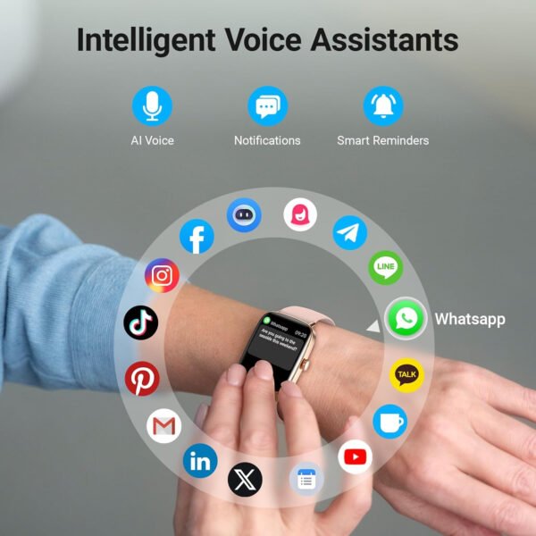 Fitpolo Reloj inteligente para hombres y mujeres, monitor de fitness con pantalla táctil de 1.85 pulgadas, hacer/responder llamadas, monitor SpO2 de frecuencia cardíaca, impermeable IP68, reloj - Imagen 15