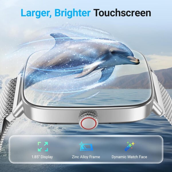 Fitpolo Reloj inteligente para hombres y mujeres, monitor de fitness con pantalla táctil de 1.85 pulgadas, hacer/responder llamadas, monitor SpO2 de frecuencia cardíaca, impermeable IP68, reloj - Imagen 20