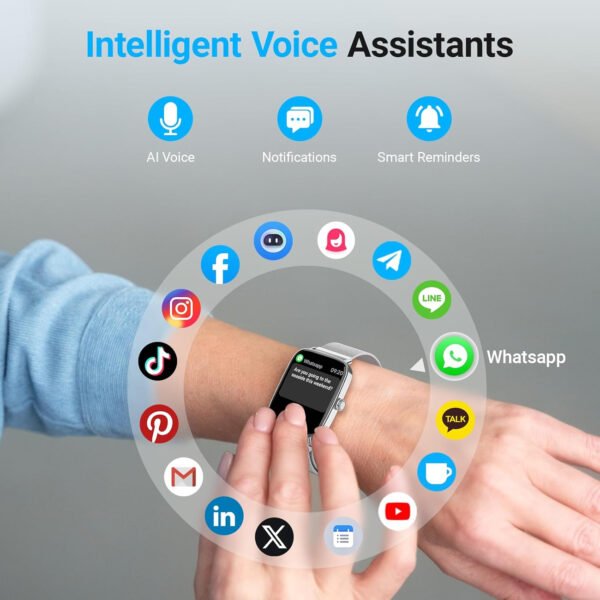 Fitpolo Reloj inteligente para hombres y mujeres, monitor de fitness con pantalla táctil de 1.85 pulgadas, hacer/responder llamadas, monitor SpO2 de frecuencia cardíaca, impermeable IP68, reloj - Imagen 24