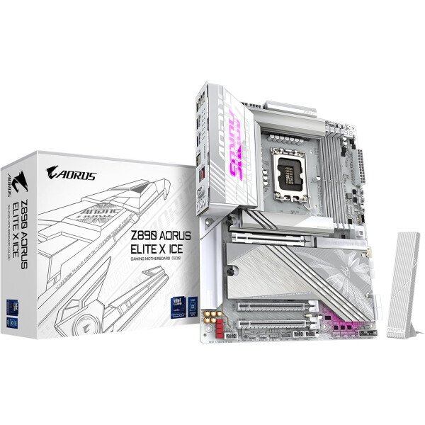 GIGABYTE Z890 AORUS Elite X ICE Intel Core Ultra (Serie 2) LGA 1851 placa base, ATX, DDR5, 5X M.2, PCIe 5.0, Thunderbolt 4, WIFI7, LAN de 2.5GbE, cierre EZ-Latch
