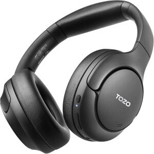 TOZO HT2 Auriculares híbridos con cancelación activa de ruido, auriculares inalámbricos Bluetooth sobre la oreja, tiempo de reproducción de 60 horas, ecualizador personalizado de audio de alta