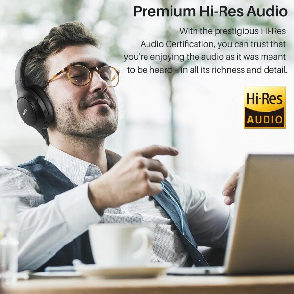 TOZO HT2 Auriculares híbridos con cancelación activa de ruido, auriculares inalámbricos Bluetooth sobre la oreja, tiempo de reproducción de 60 horas, ecualizador personalizado de audio de alta - Imagen 2