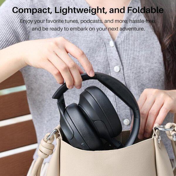 TOZO HT2 Auriculares híbridos con cancelación activa de ruido, auriculares inalámbricos Bluetooth sobre la oreja, tiempo de reproducción de 60 horas, ecualizador personalizado de audio de alta - Imagen 9